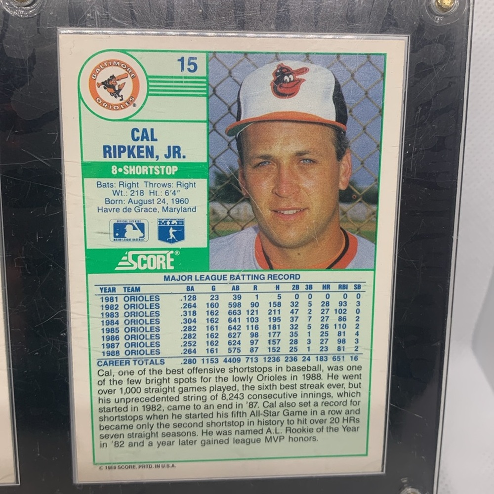Cal Ripken Jr & Billy Ripken 1989 Topps MLB Cards Perfect Condition In Display! - Picture 6 of 6